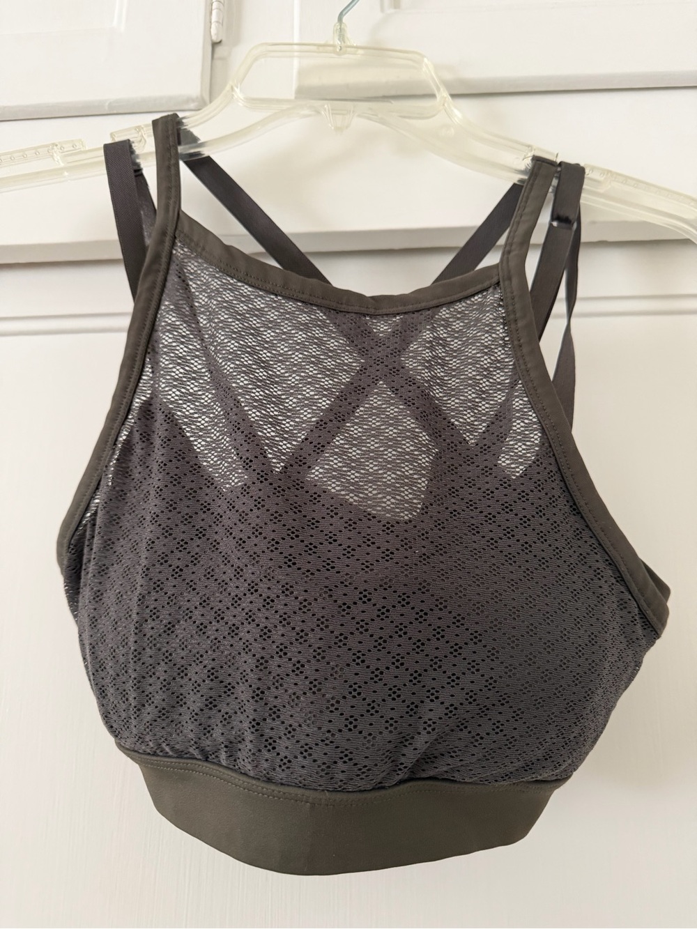 Forever 21 Dark Olive Mesh High-Neck Sports Bralette